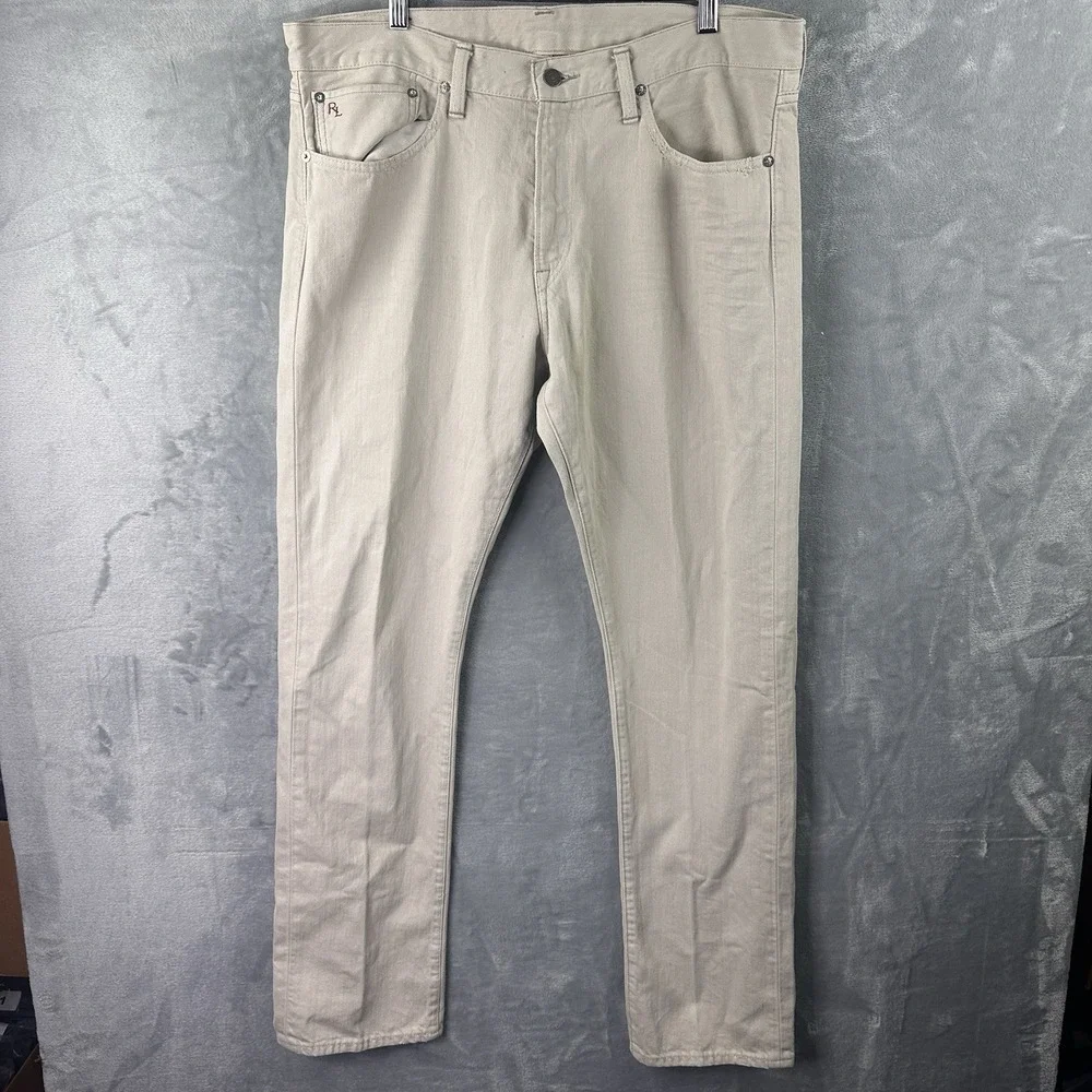 Polo Ralph Lauren Khaki Jeans Mens Beige Tan Denim‎ Slim Straight Fit